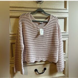 American Eagle Outfitters Tan Crochet Sweater